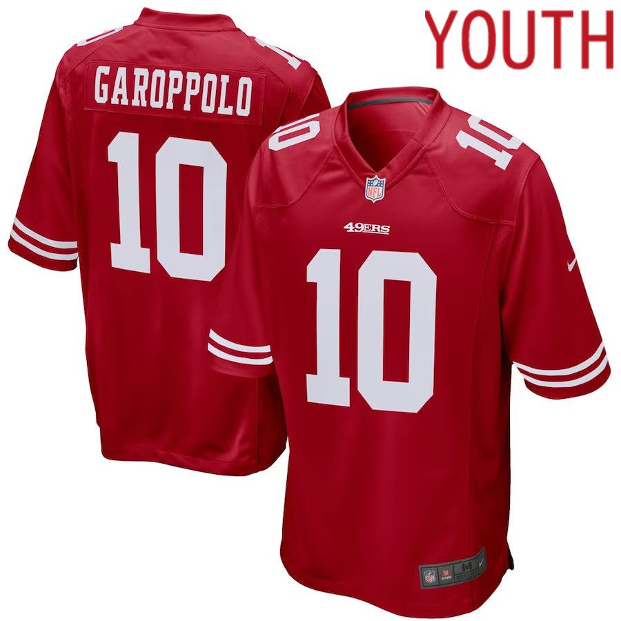 Youth San Francisco 49ers #10 Jimmy Garoppolo Nike Scarlet Game NFL Jersey->women nfl jersey->Women Jersey